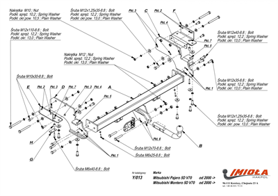 Фаркоп Mitsubishi Pajero III 5 дверей V70 2000-2007, Mitsubishi Montero III 5 дверей V70 2000-2007. - фото 46239