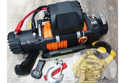 Лебедка электрическая 12V MAXPOWER 12000lbs / 5443 кг (механизм влагозащищены (IP66)) с кевларовым т - фото 68951