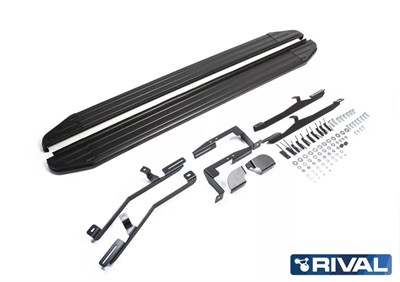 Порог-площадка "Premium-Black" A193ALB + комплект крепежа, RIVAL, Volkswagen Amarok 2010-2016 - фото 70034