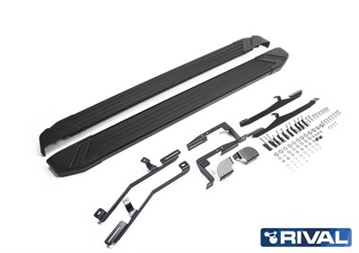 Порог-площадка "Black" F193ALB + комплект крепежа, RIVAL, Volkswagen Amarok 2010-2016 - фото 70039