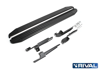 Порог-площадка "Premium-Black" A160ALB + комплект крепежа, RIVAL, Chevrolet Niva 2002-2009- - фото 71262