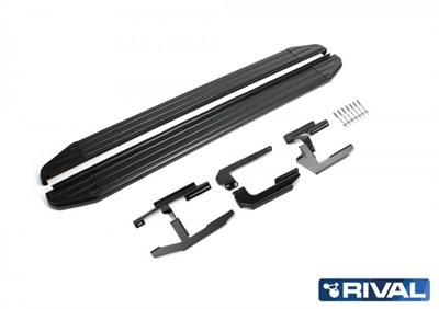 Порог-площадка "Premium-Black" A173ALB + комплект крепежа, RIVAL, Hyundai ix35 2010-2013-2015 /Kia Sportage 2010-2014-2015 - фото 71837