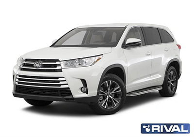 Порог-площадка "Premium" A180ALP + комплект крепежа, RIVAL, Toyota Highlander 2014-2017- - фото 73590