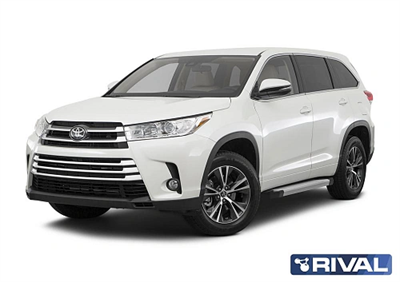 Порог-площадка "Silver" F180AL + комплект крепежа, RIVAL, Toyota Highlander 2014-2017- - фото 73602