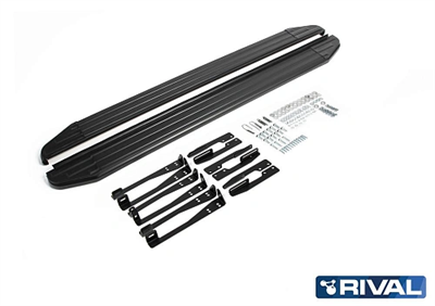 Порог-площадка "Premium-Black" A173ALB + комплект крепежа, RIVAL, Subaru Forester 2013-2015- - фото 73674