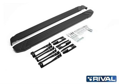 Порог-площадка "Black" F173ALB + комплект крепежа, RIVAL, Subaru Forester 2013-2015- - фото 73676