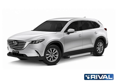 Порог-площадка "Silver" F193AL + комплект крепежа, Mazda CX-9 2017- - фото 73901