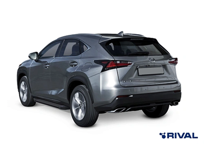 Порог-площадка "Black" F173ALB + комплект крепежа, RIVAL, Lexus NX 2014-2017 - фото 74051