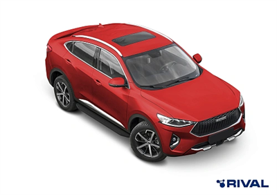 Порог-площадка "Premium-Black" A180ALB + комплект крепежа, RIVAL, Haval H7 2019-, Haval F7x 2019- - фото 74213