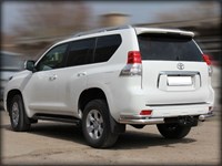 Защита заднего бампера  уголки  d-76+43 (удлиненные) Toyota Land Cruiser Prado 150 2009-2012