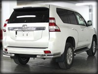 Защита заднего бампера  уголки  d-76+43 (удлиненные) Toyota Land Cruiser Prado 150 2013-2017г