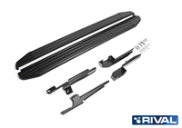 Порог-площадка "Premium-Black" A160ALB + комплект крепежа, RIVAL, Chevrolet Niva 2002-2009-