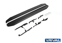 Порог-площадка "Premium-Black" A173ALB + комплект крепежа, RIVAL, Suzuki Grand Vitara 2005-2008-2012