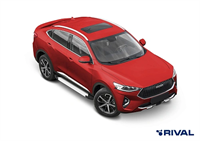 Порог-площадка "Silver" F180AL + комплект крепежа, RIVAL, Haval F7 2019-, Haval F7x 2019-